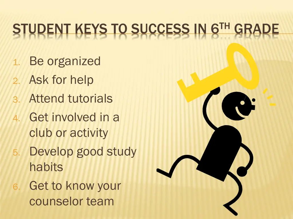 student keys to success in 6 th grade