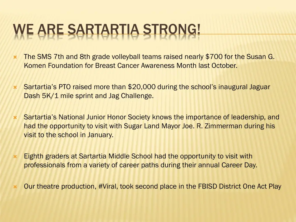 we are sartartia strong