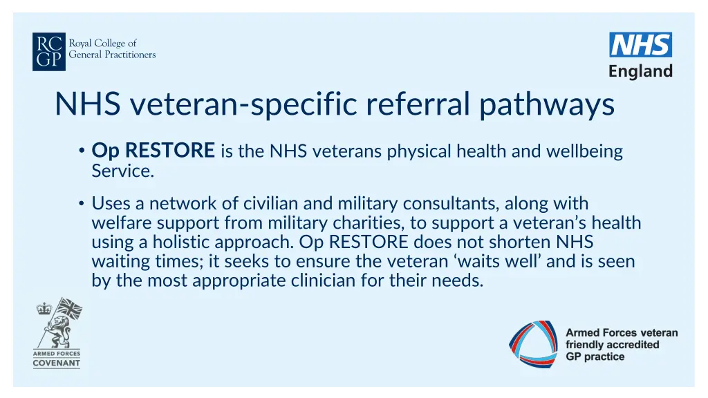 nhs veteran specific referral pathways