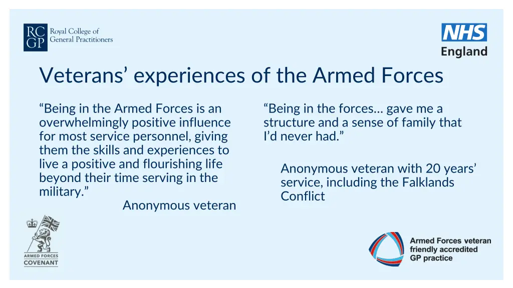 veterans experiences of the armed forces