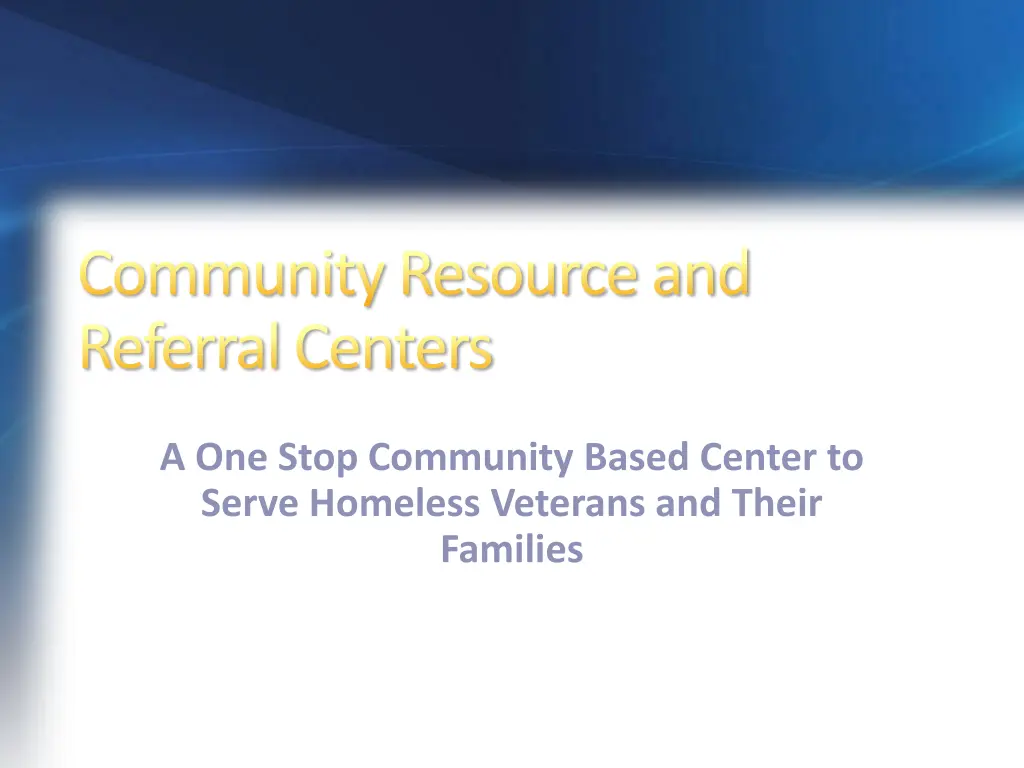 community resource and referral centers