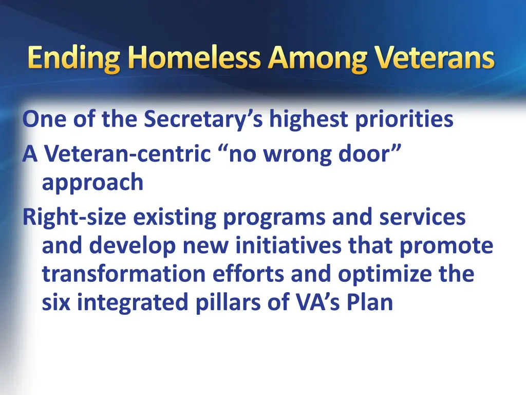 ending homeless among veterans