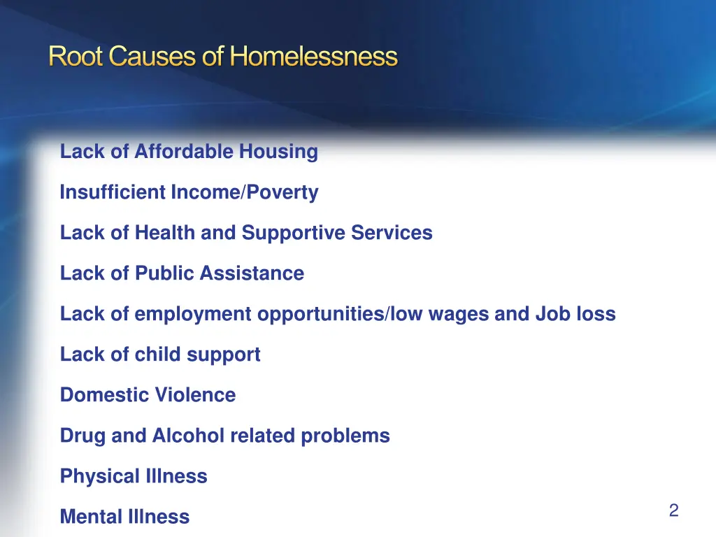 root causes of homelessness