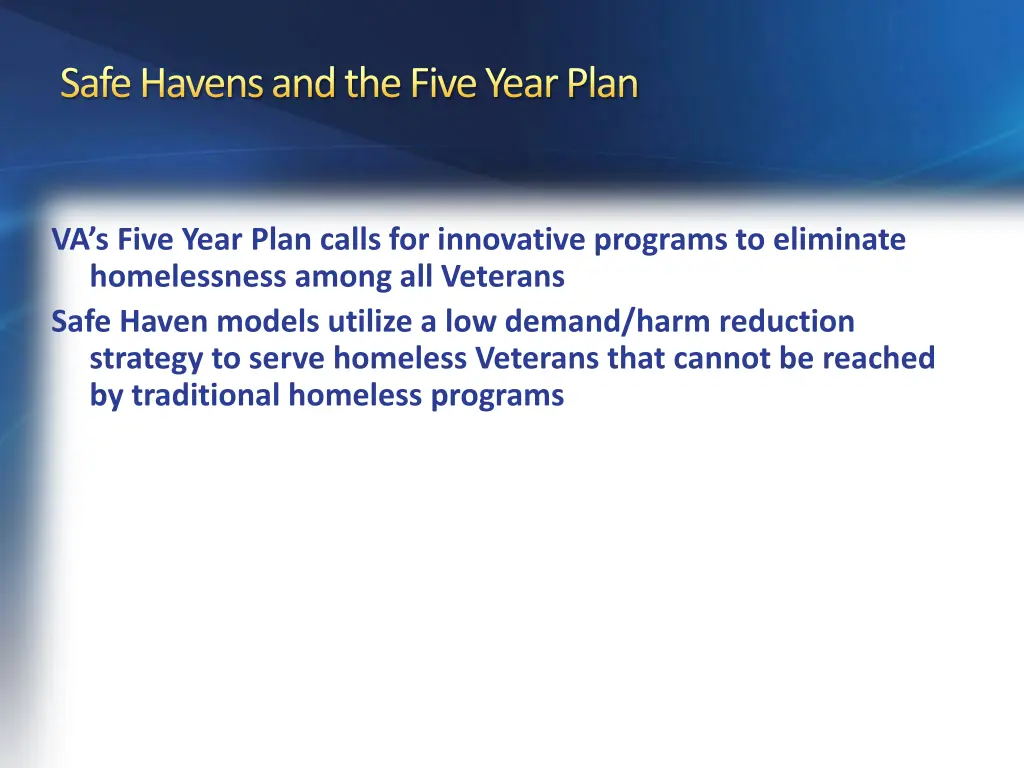 safe havens and the five year plan