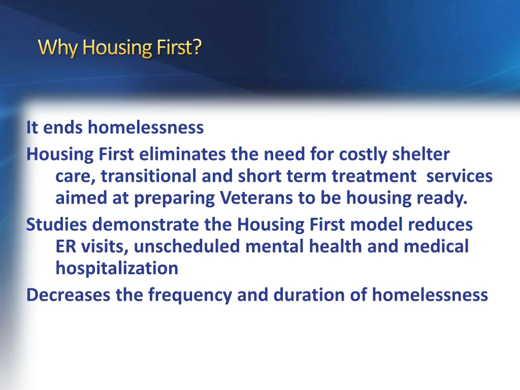 why housing first