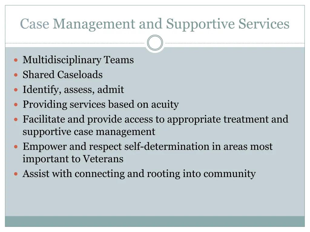 case management and supportive services