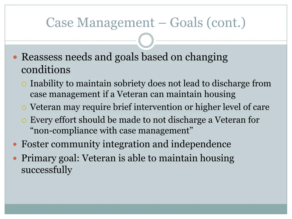 case management goals cont