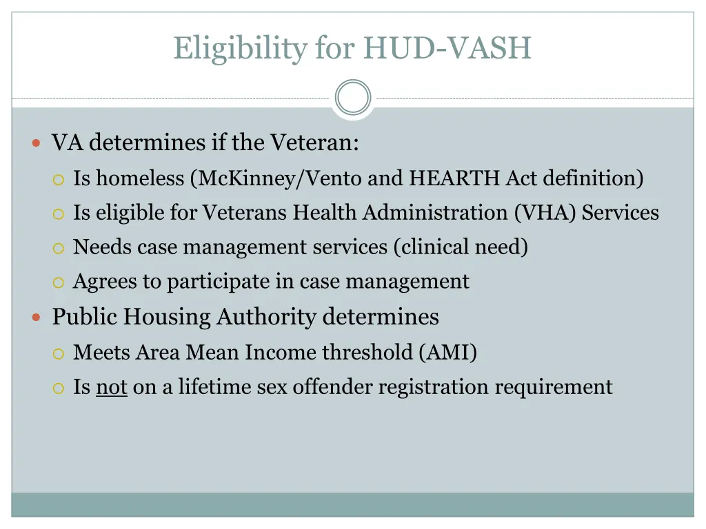 eligibility for hud vash