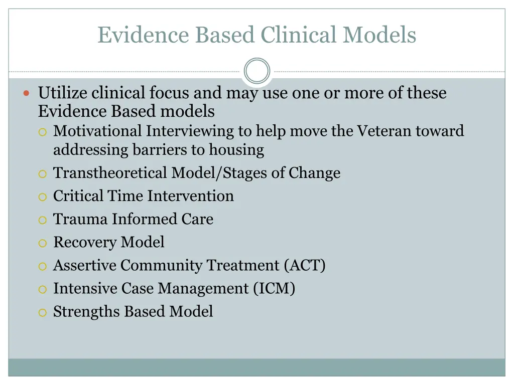 evidence based clinical models