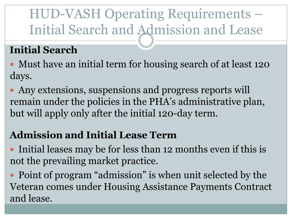 hud vash operating requirements initial search