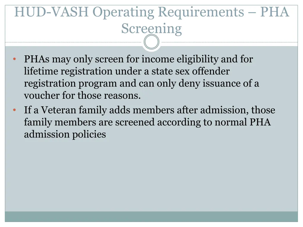 hud vash operating requirements pha screening