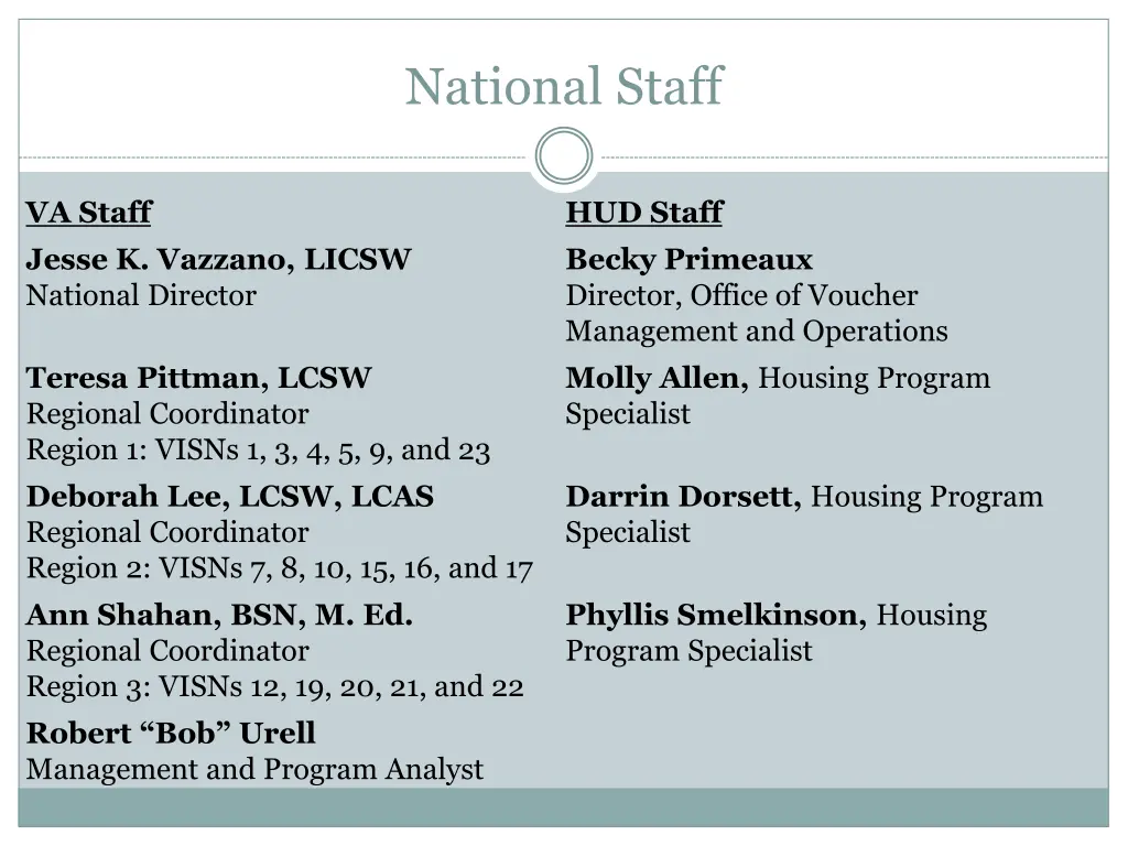 national staff