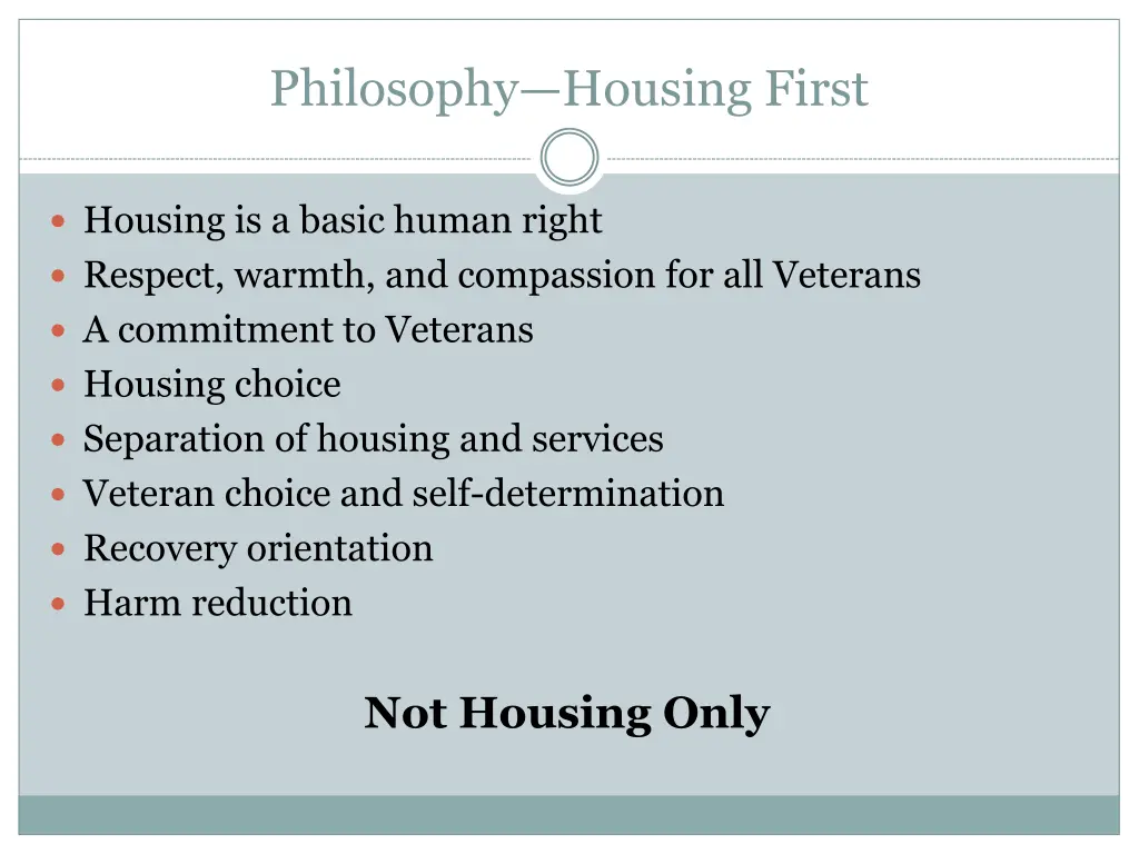 philosophy housing first