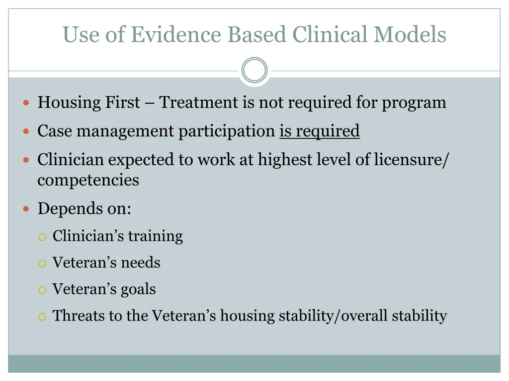 use of evidence based clinical models