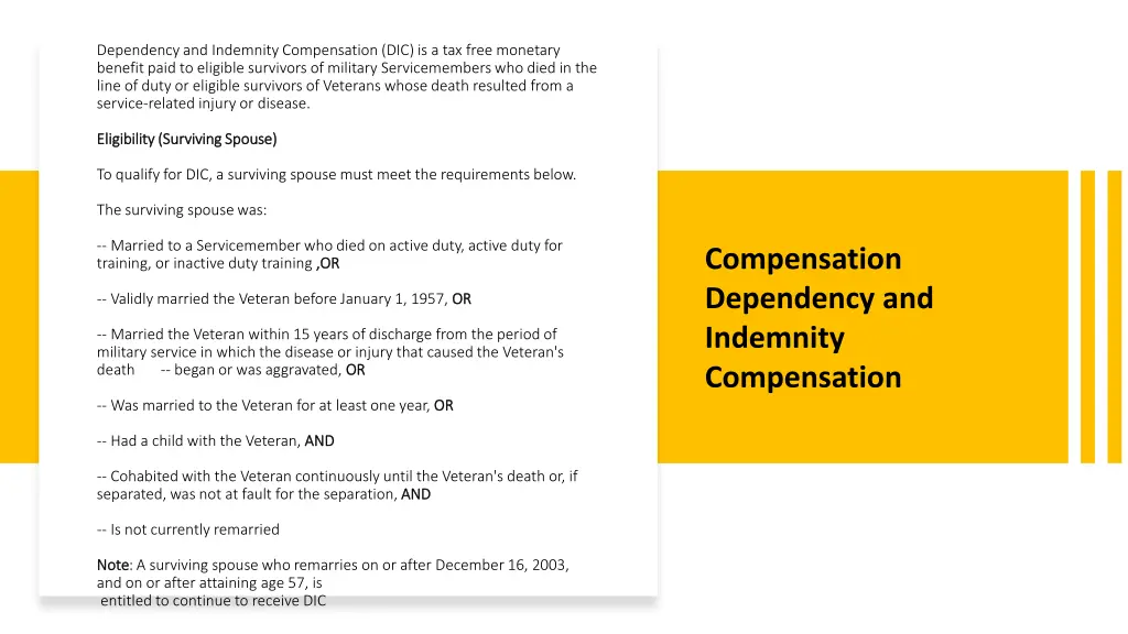 dependency and indemnity compensation