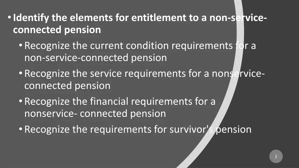 identify the elements for entitlement