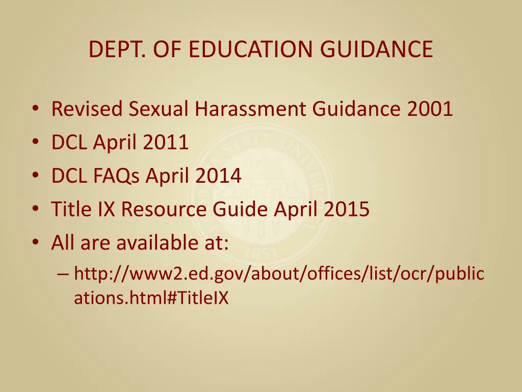 dept of education guidance