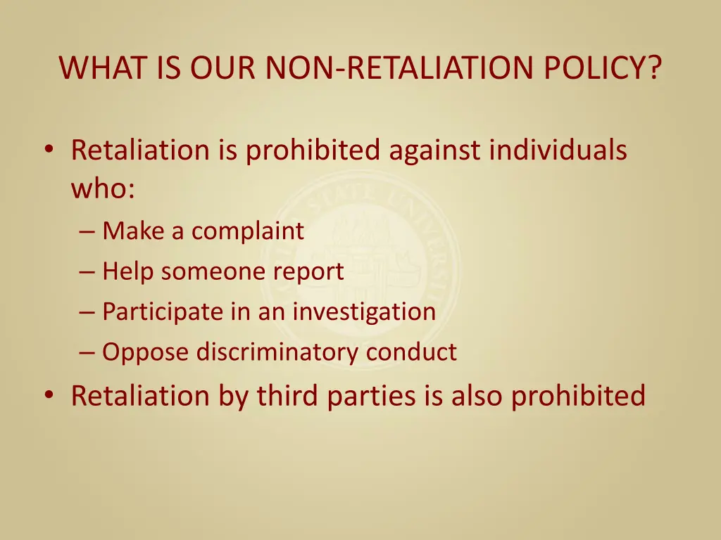 what is our non retaliation policy