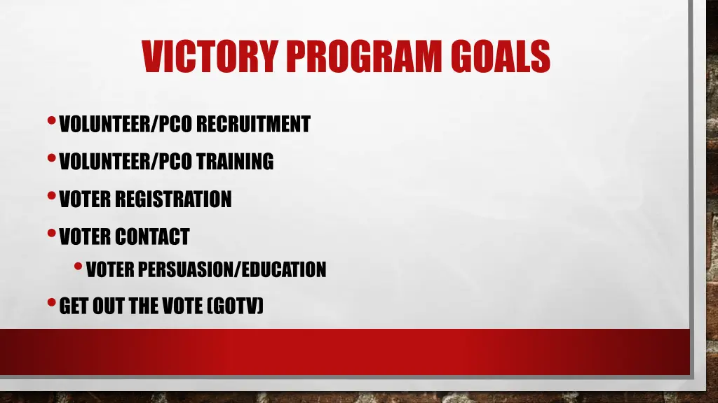 victory program goals