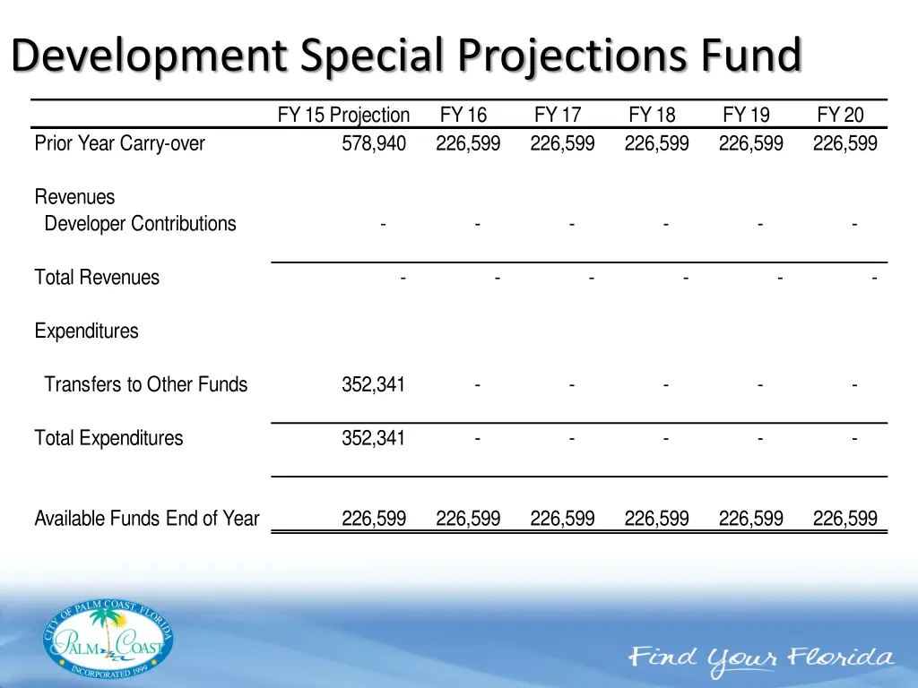 development special projections fund