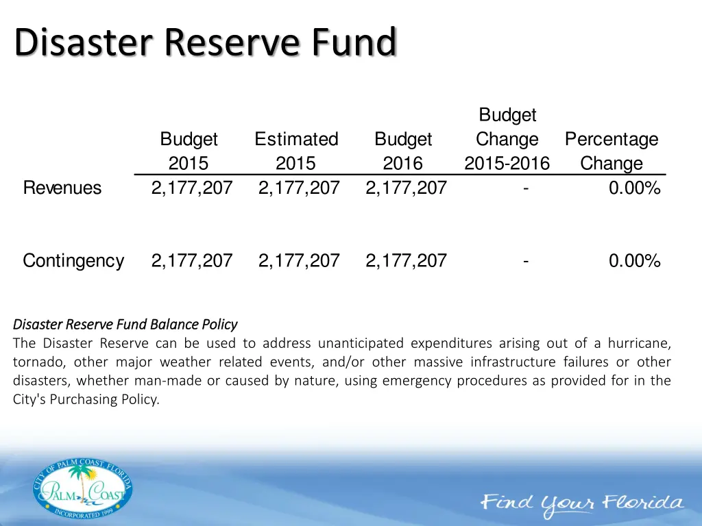 disaster reserve fund