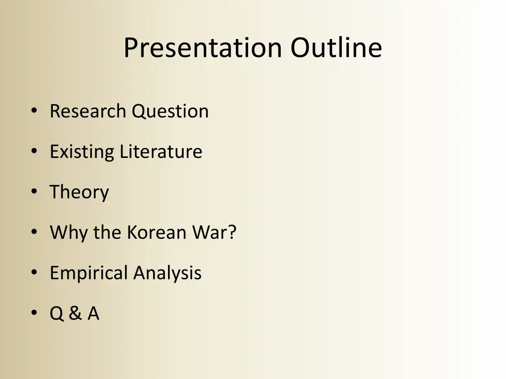 presentation outline