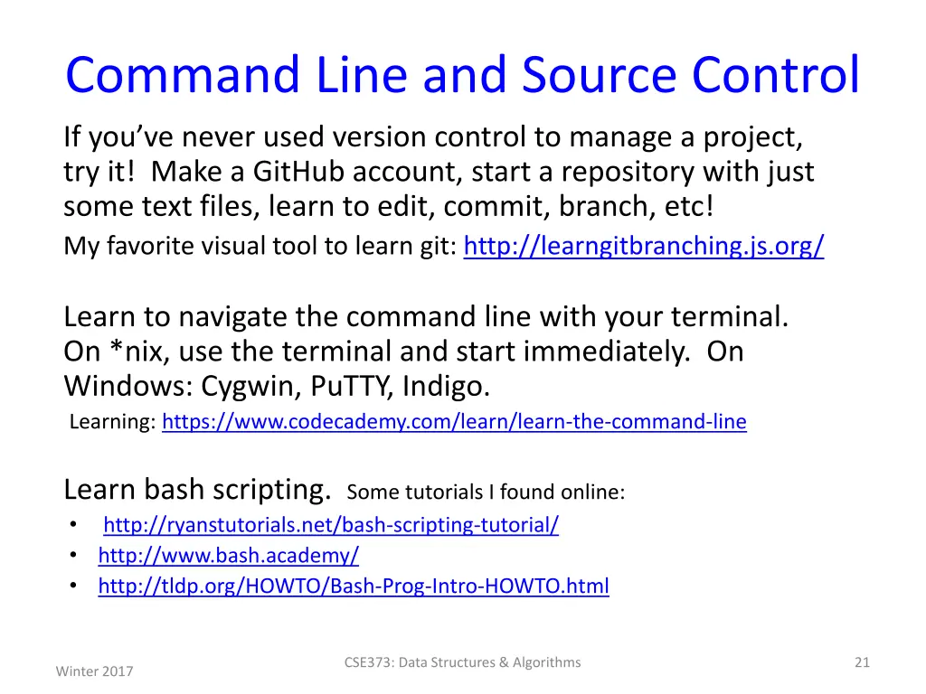 command line and source control