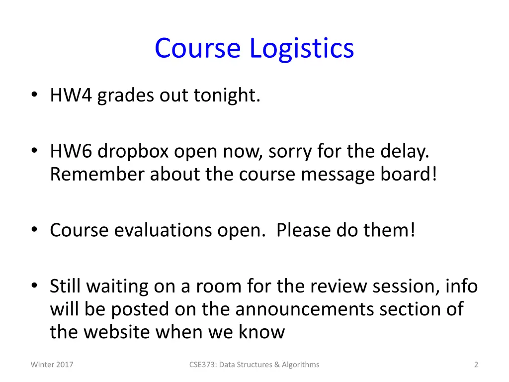 course logistics