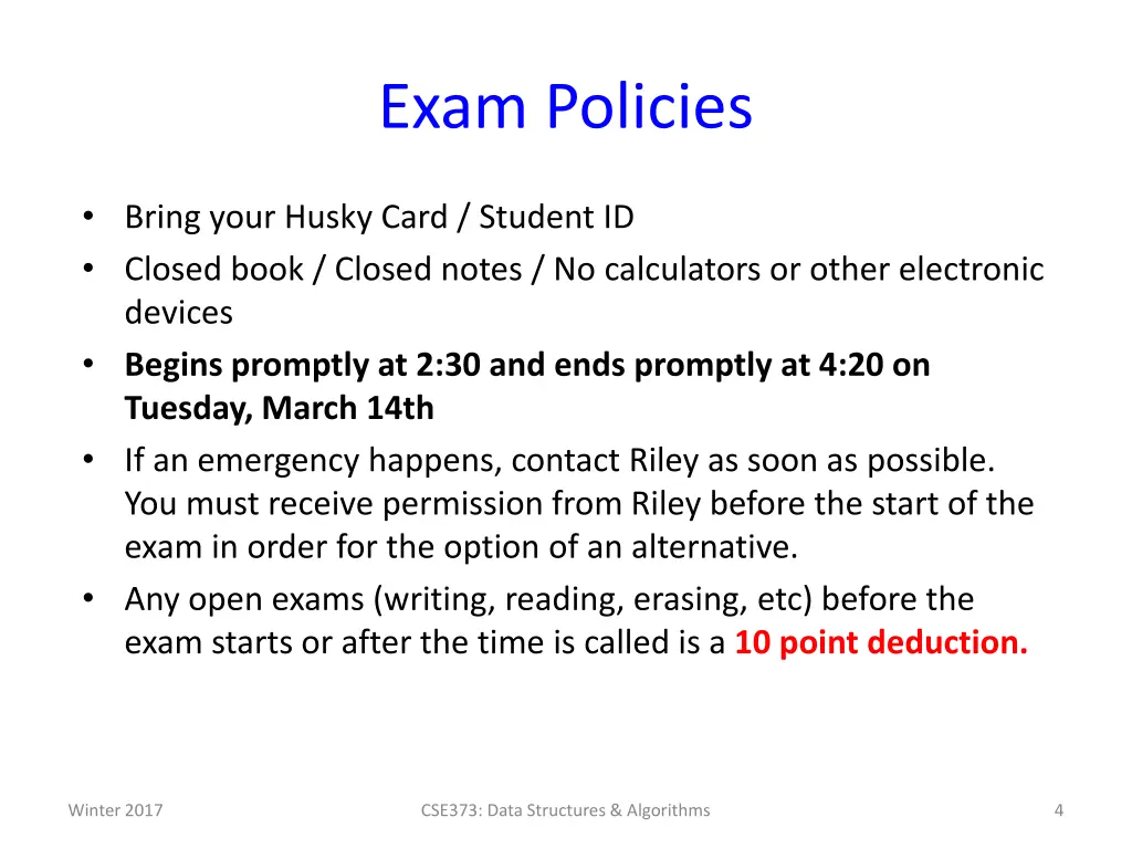 exam policies