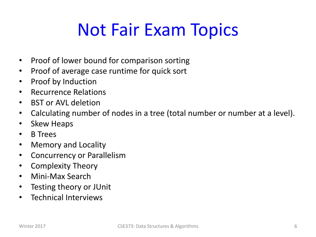 not fair exam topics