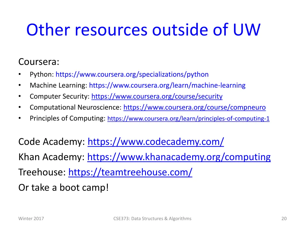 other resources outside of uw