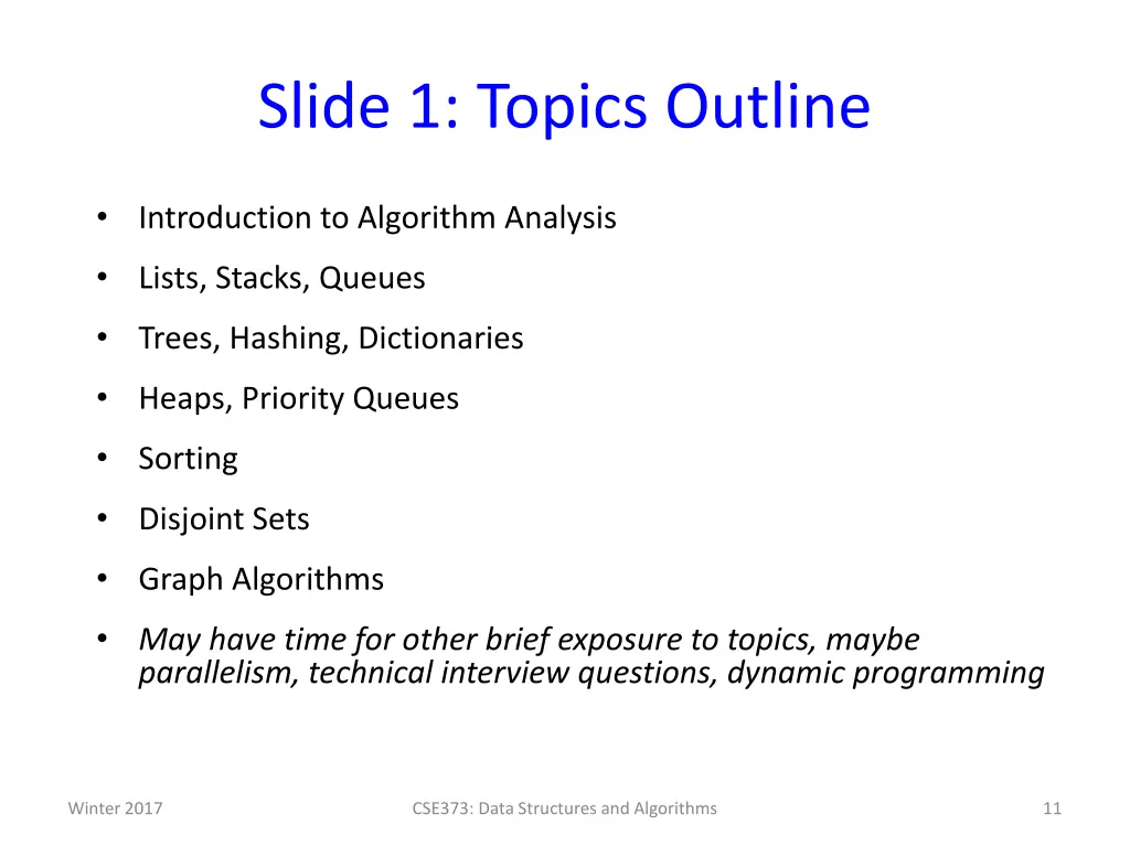 slide 1 topics outline