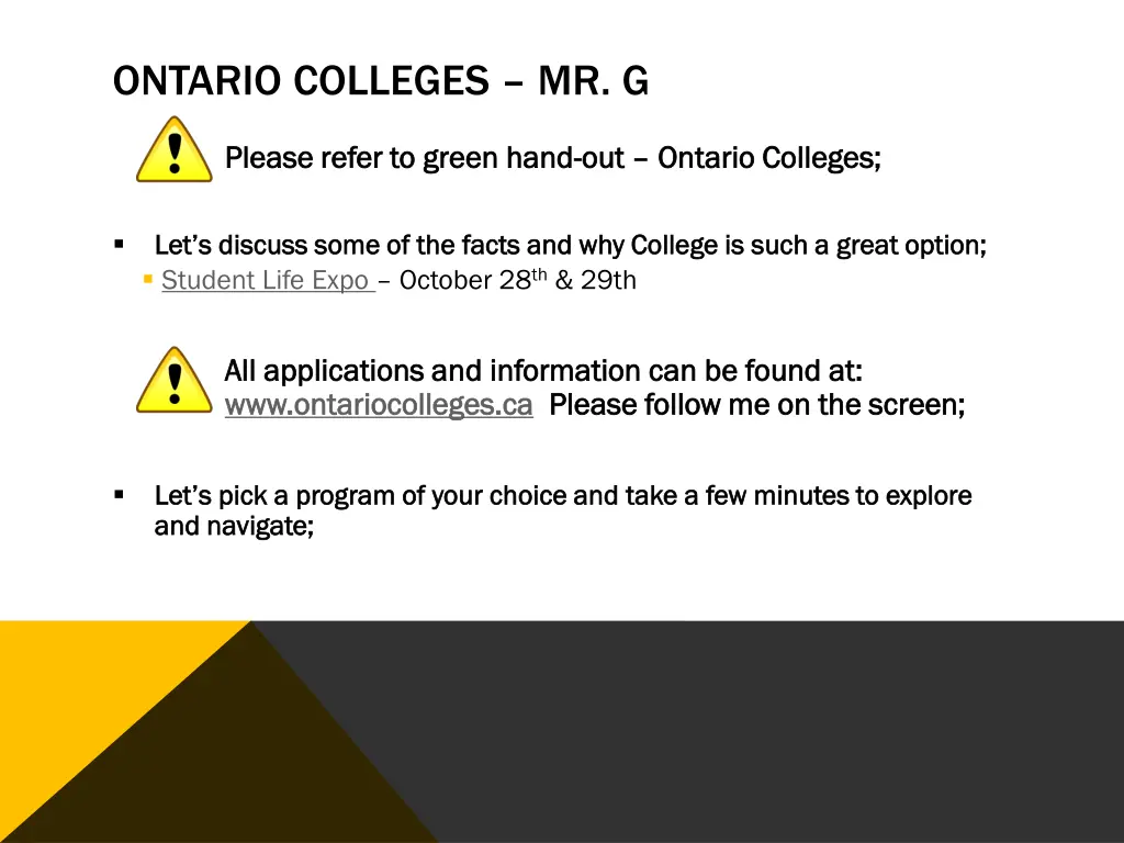 ontario colleges mr g