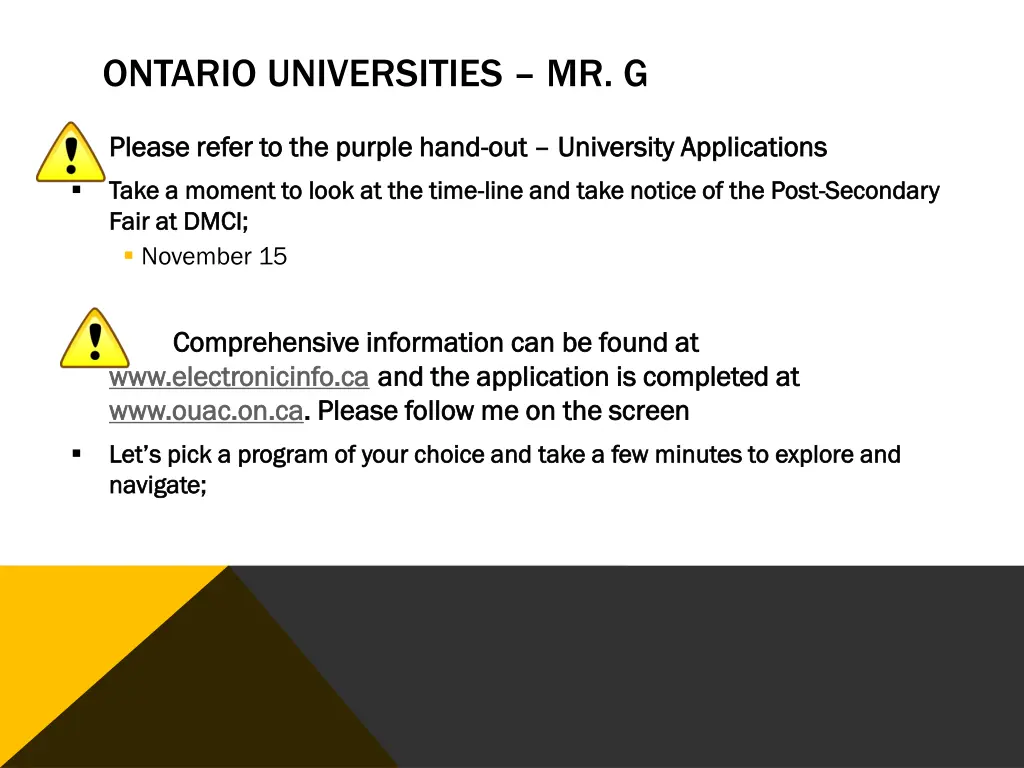 ontario universities mr g