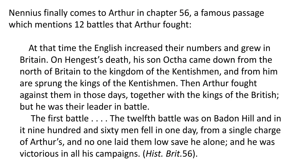 nennius finally comes to arthur in chapter