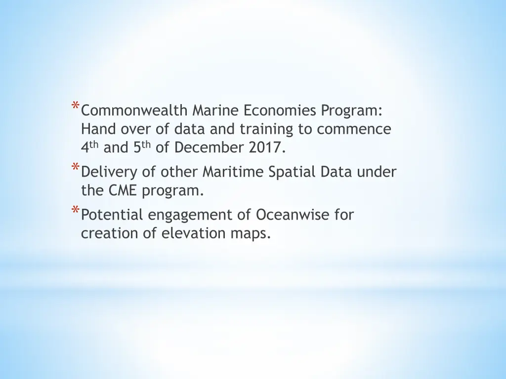 commonwealth marine economies program hand over