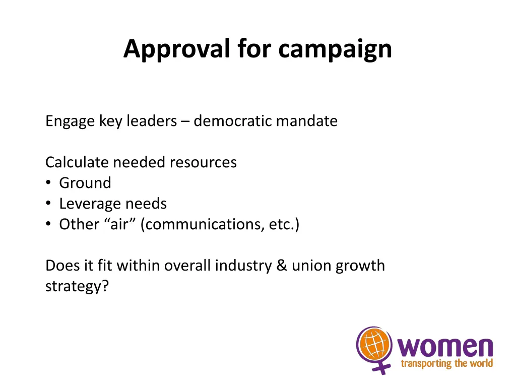 approval for campaign