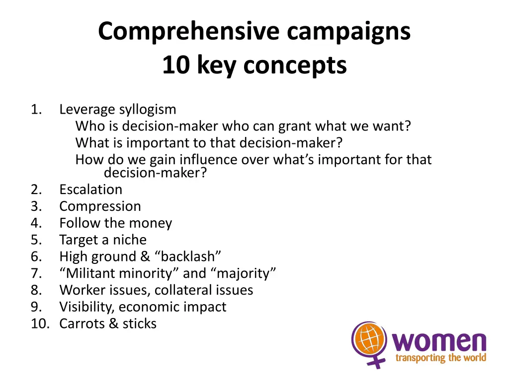 comprehensive campaigns 10 key concepts