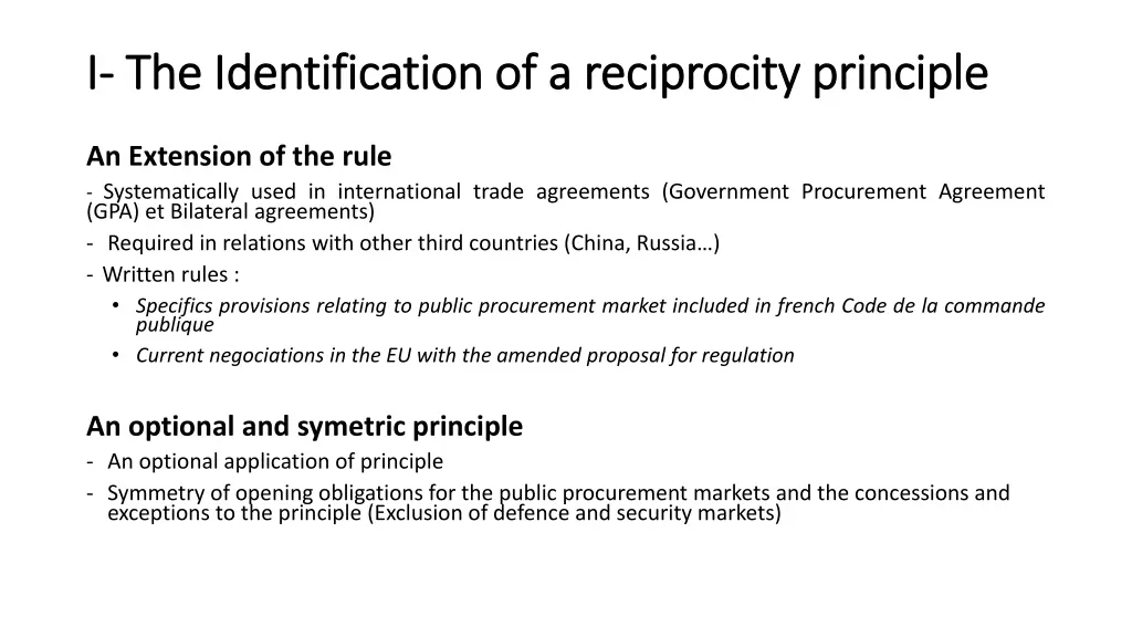 i i the identification of a reciprocity principle