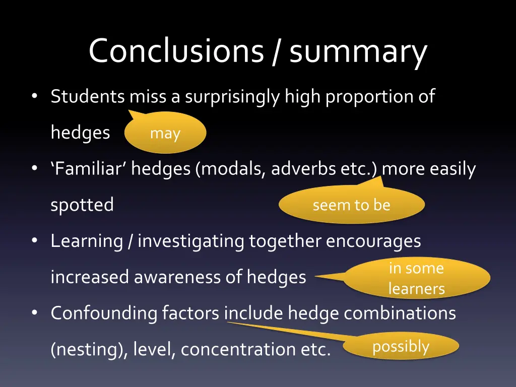 conclusions summary