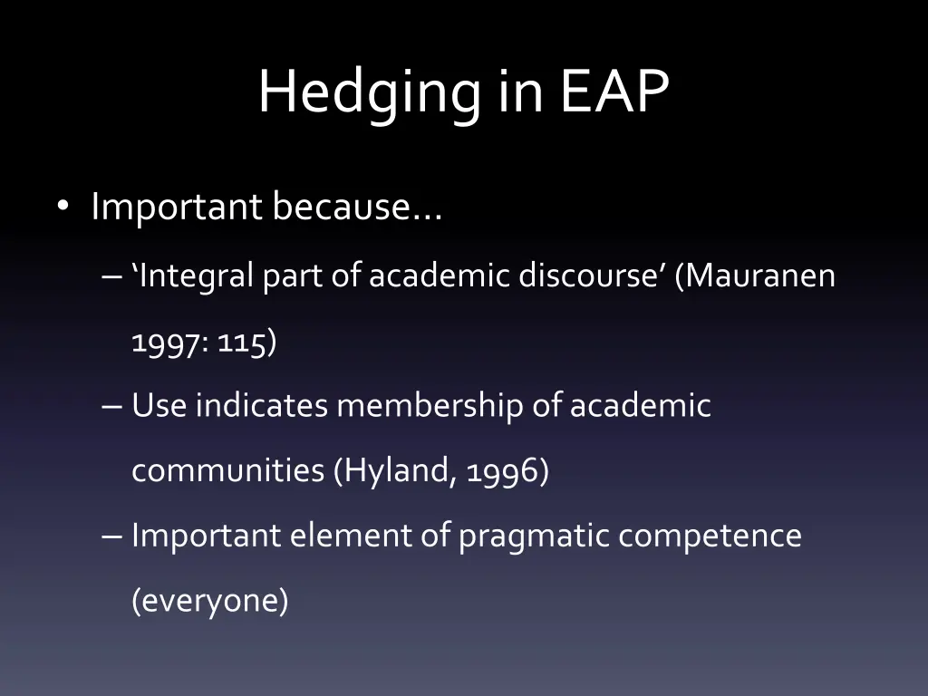 hedging in eap