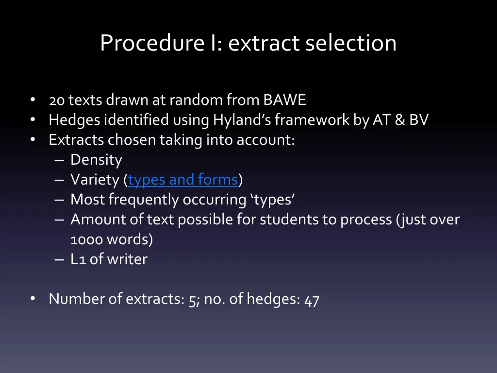 procedure i extract selection