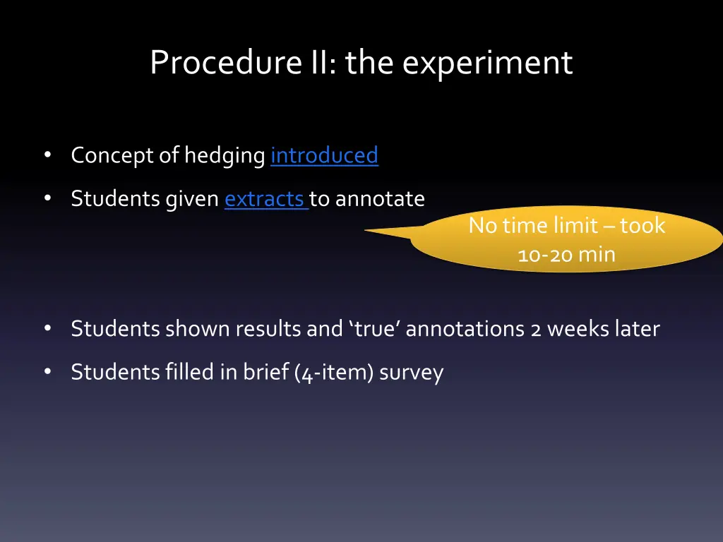 procedure ii the experiment