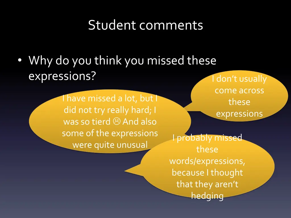 student comments