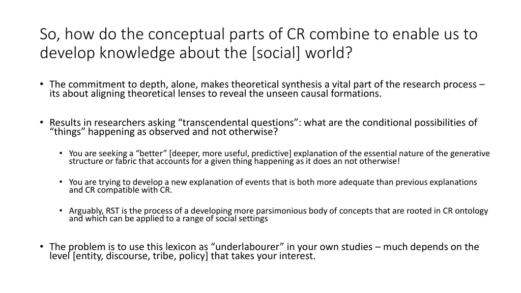 so how do the conceptual parts of cr combine