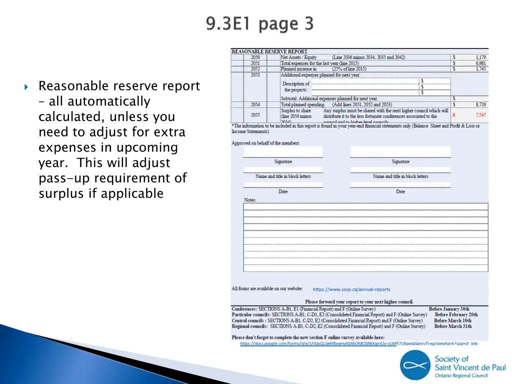 reasonable reserve report all automatically