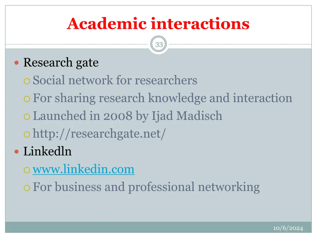 academic interactions