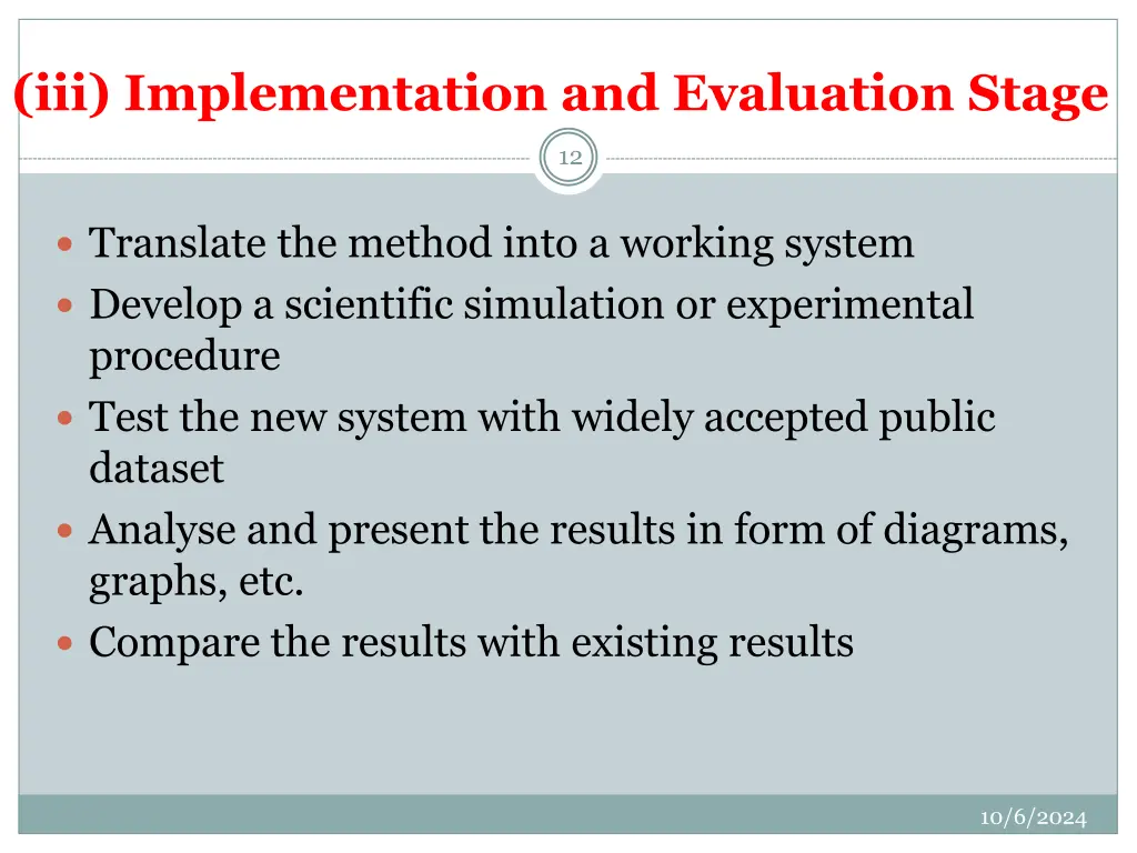 iii implementation and evaluation stage