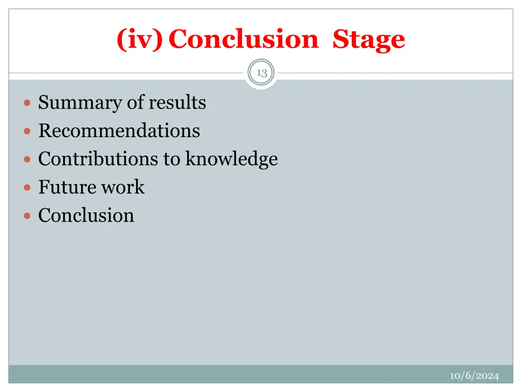 iv conclusion stage