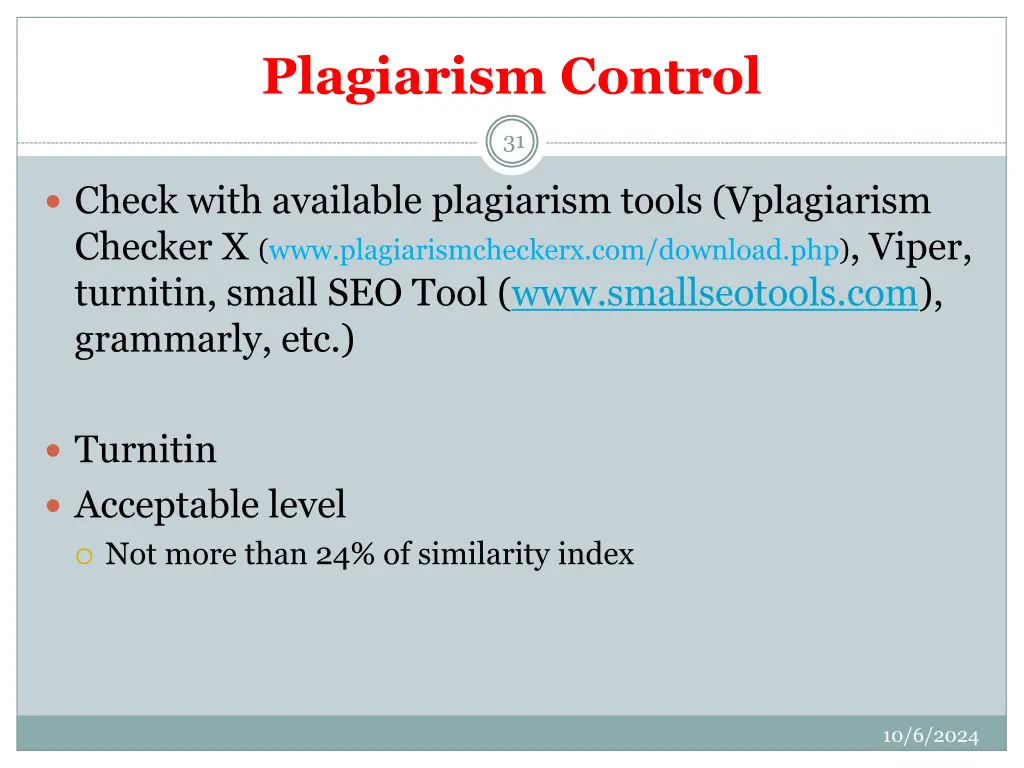 plagiarism control